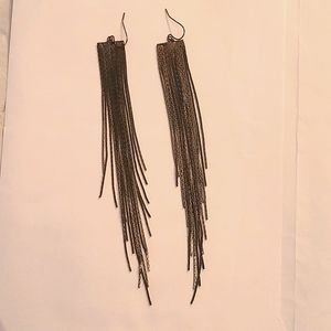 Bebe Long Silver Dangle Earrings